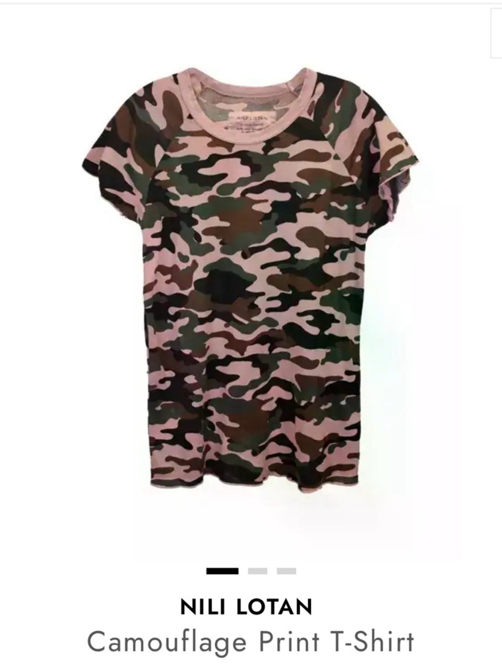 Nili Lotan Pink, Black & Green Camo Short Sleeve Tee